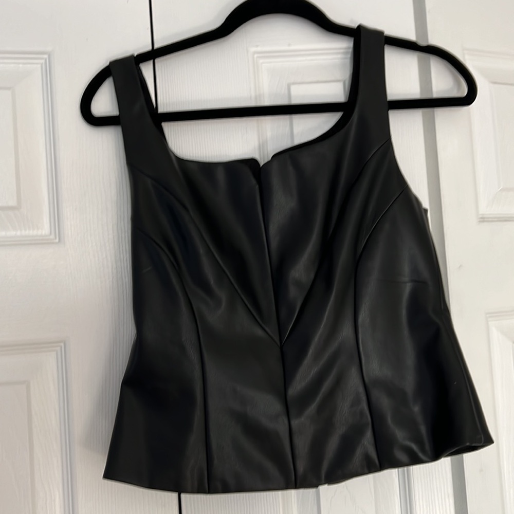 Osman Yousefzada Faux Leather Top